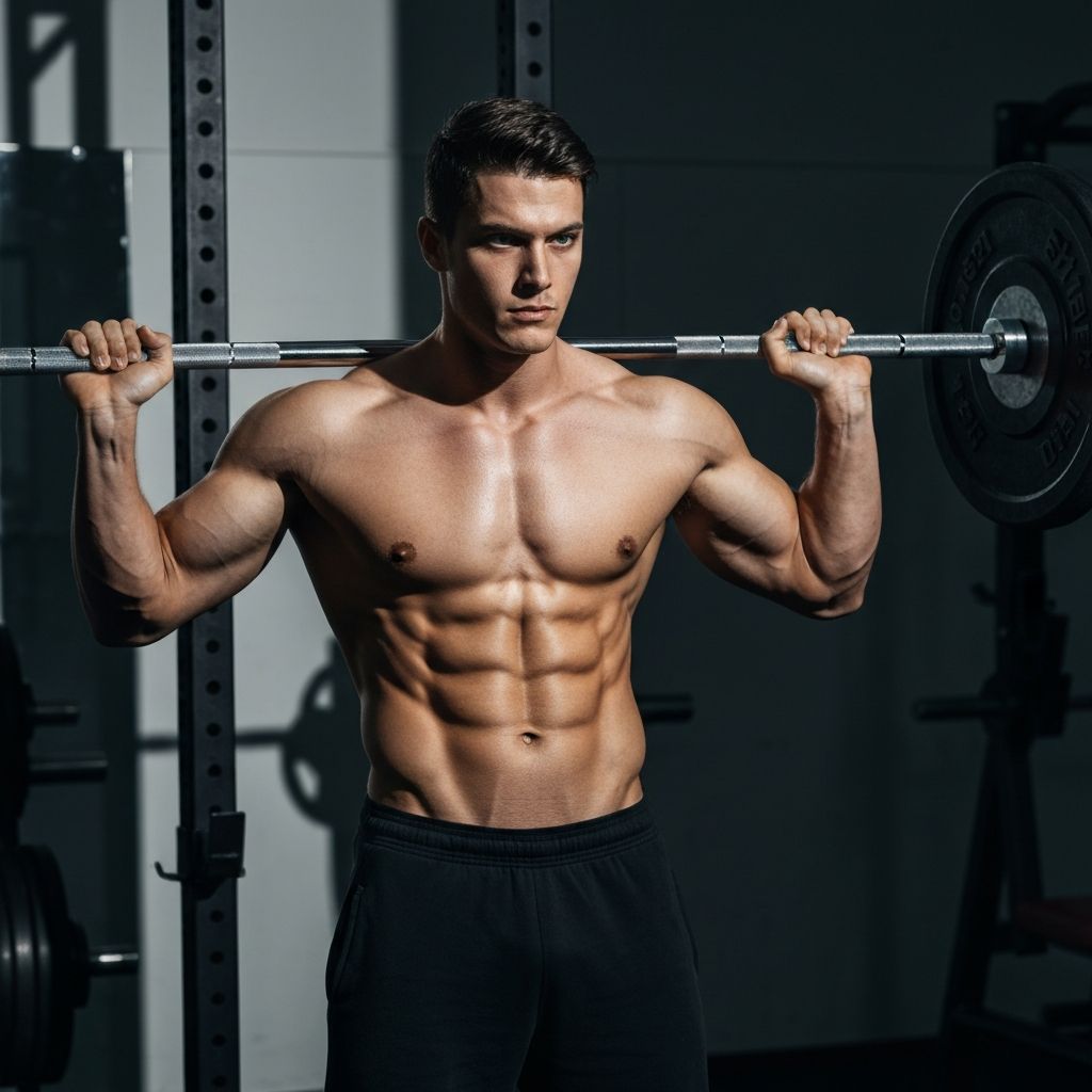Athlete with barbell on shoulders