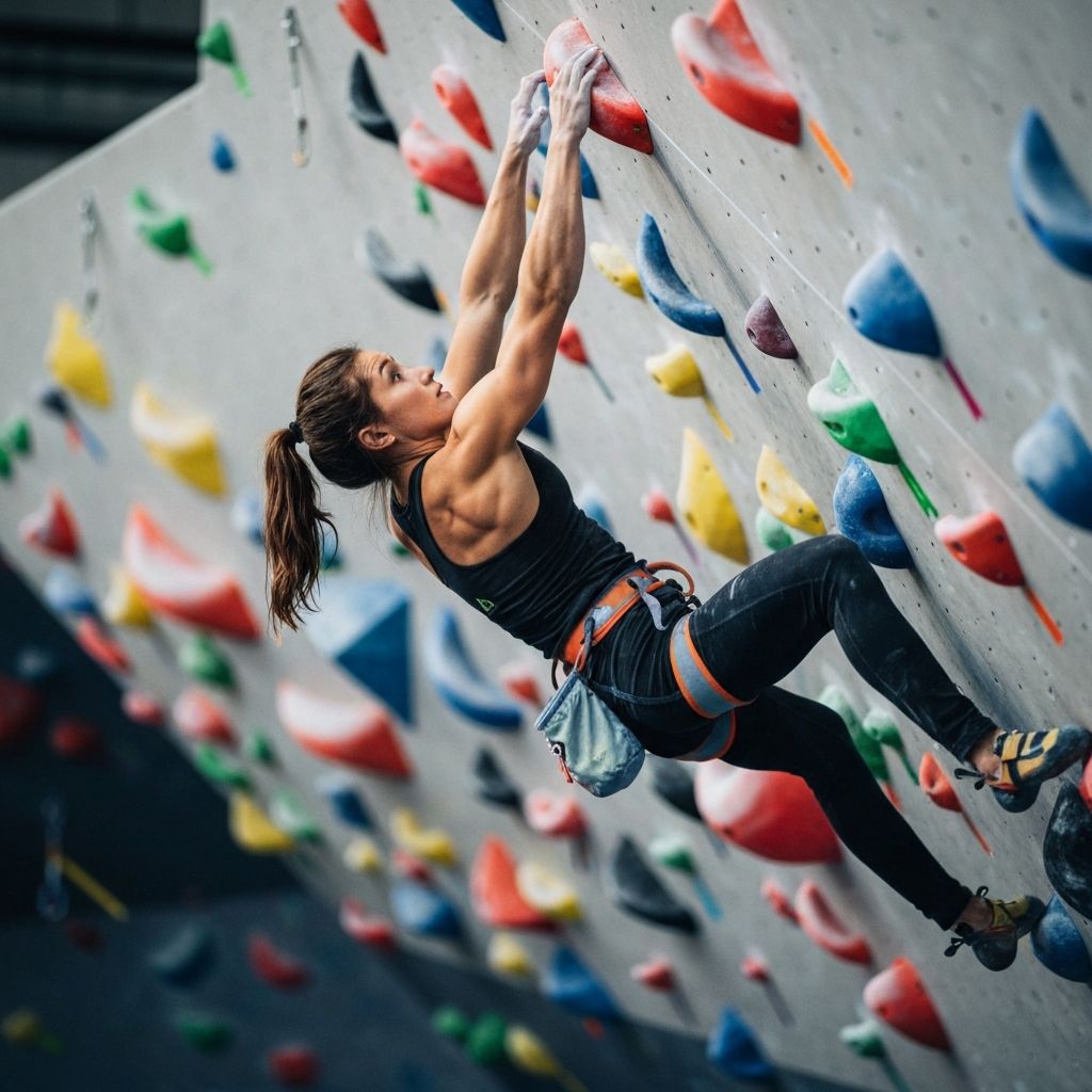 Woman rock climbing